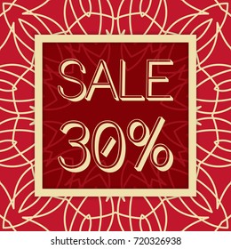 Sale template, discount banner with mandala background. Vector illustration