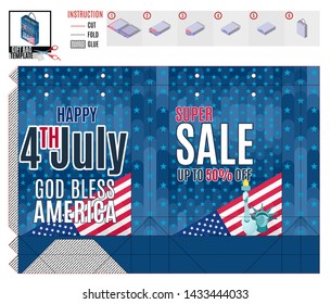 sale template on print package for the holiday of America with a statue