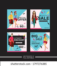 Sale template or poster design with different discount offers Vector Illustration