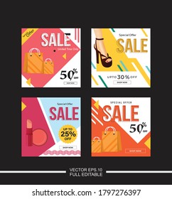 Sale template or poster design with different discount offers Vector Illustration