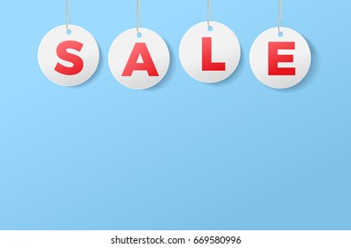 sale template tag on blue backgrounds for banner or poster vector illustration