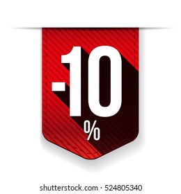Sale ten percent off banner red ribon