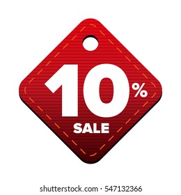 Sale ten percent pricetag red vector