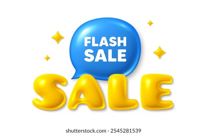Sale text 3d banner with chat bubble. Flash Sale tag. Special offer price sign. Advertising Discounts symbol. Flash sale chat message. 3d speech bubble offer banner. Sale text balloon. Vector