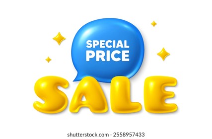 Sale text 3d banner with chat bubble. Special price tag. Sale sign. Advertising Discounts symbol. Special price chat message. 3d speech bubble offer banner. Sale text balloon. Vector