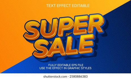 Sale text 3d style editable text effect vector