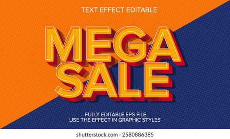 Sale text 3d style editable text effect vector