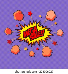 Sale text backgrounds boom explosion, vector illustration 