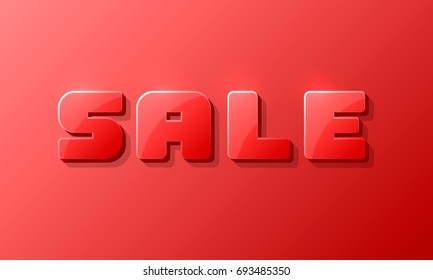 Sale text banner on the red background. Vector illustration