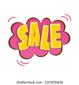Sale text and comic speech bubble illustration