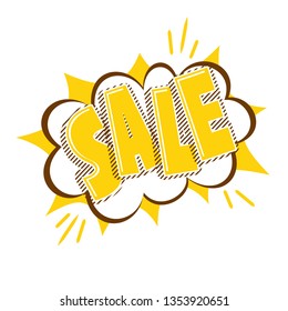 Sale text and comic speech bubble illustration