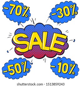 Sale text constructor in comic style. Vector illustration