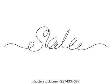 Sale text continuous single line drawing vector illustration