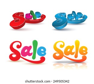 SALE text design set. Vector illustration for promotion.