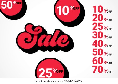 Sale text with Discount badges vector design Vintage style.