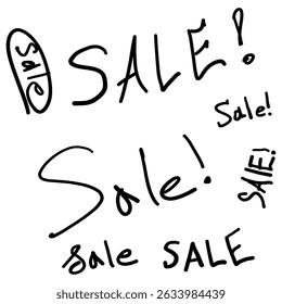 Sale text. Discount offer symbol. Black handwritten style. Vector promotion illustration.