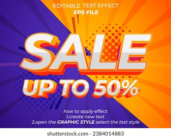 sale  text effect, font editable, typography, 3d text. vector template