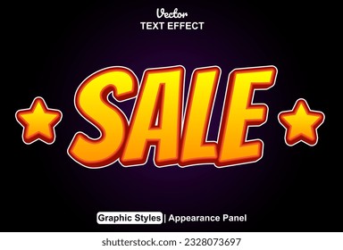 sale text effect with orange graphic style and editable.