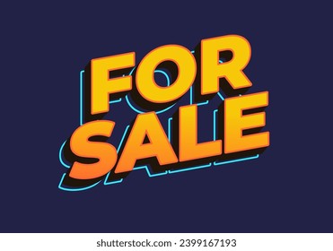 For sale. Text effect in yellow color in 3D look
