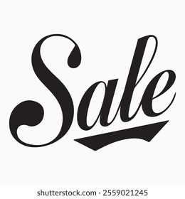 Sale text in elegant cursive calligraphy perfect for marketing campaigns