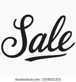 Sale text in elegant cursive calligraphy perfect for marketing campaigns