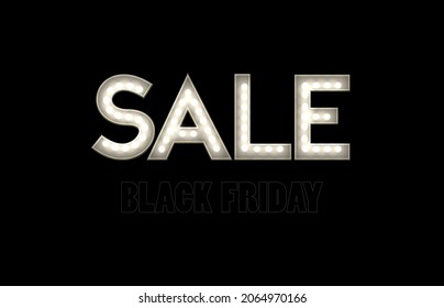 Sale. Text with lamps for black fiday background Vector.