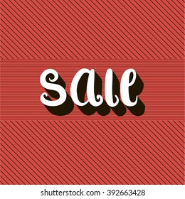 Sale text message on red background. Retro style. Vector illustration