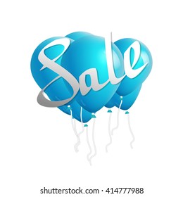 Sale. Text on flying balloons. Sale discount concept. Illustration for your store, shop, market, sale, promotion, business. Vector poster.