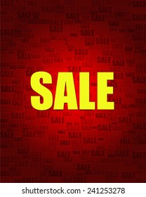 Sale text on red gradient background.