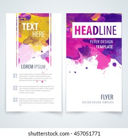 Plantilla de elementos de diseño para folletos, volantes, carteles o volantes sobre fondo acuarela