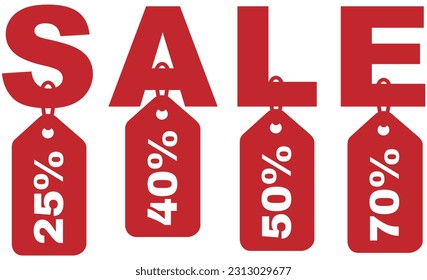 Sale text with price badges and tags for discount or marketing purposes.