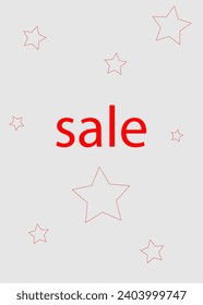 sale text in red on a light gray background stars red outline