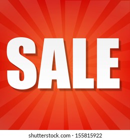 Sale Text With Red Sunburst With Gradient Mesh, Vector Illustration