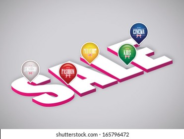 Sale text with store pointer