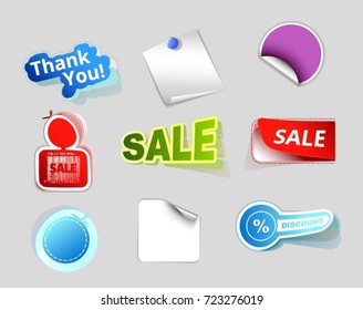 Sale and Thank You Stickers Vector Collection