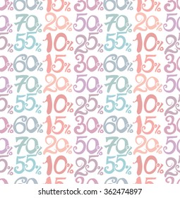 Sale themed seamless pattern. Handwritten numbers.