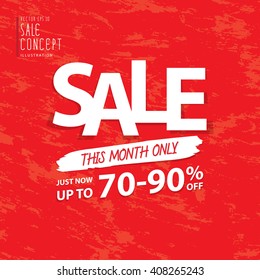 Sale this month heading design for banner or poster. Sale and discounts Concept. Vector illustration
