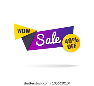 Sale this weekend special offer banner, up to 40% off. Vector illustration.