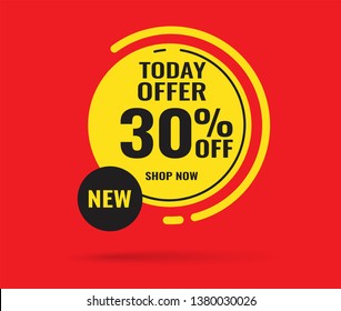 Sale this weekend special offer banner, up to 30% off. Vector illustration.