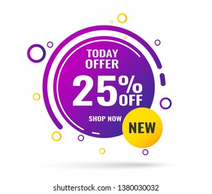 Sale this weekend special offer banner, up to 25% off. Vector illustration.