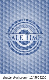 Sale Time blue polygonal emblem.