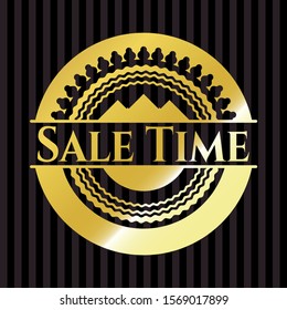 Sale Time gold emblem or badge. Vector Illustration. Detailed.