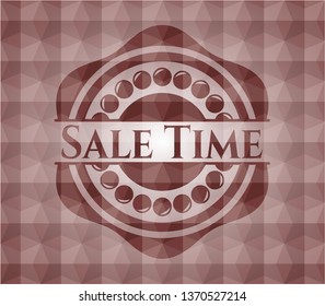Sale Time red geometric emblem. Seamless.