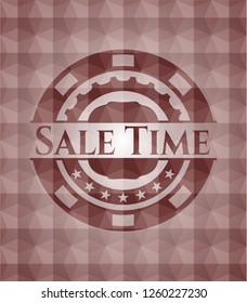 Sale Time red geometric pattern emblem. Seamless.