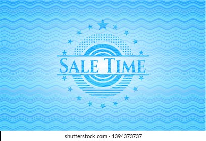 Sale Time sky blue water emblem. Vector Illustration. Detailed.