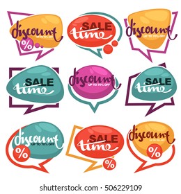 sale time, vector collection of bright discount bubble tags, banners and stickers