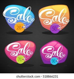 sale time, vector collection of bright glossy discount bubble tags, banners and stickers