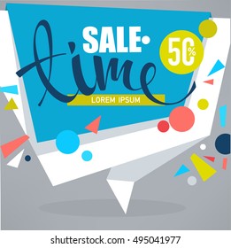 sale time, vector discount banner, flyer, card design template