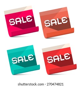 Sale Titles on Notebook Bent Paper Sheets Set - Vector