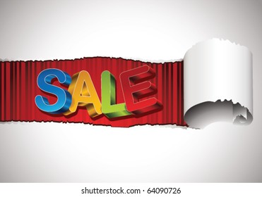Sale. Torn Paper.